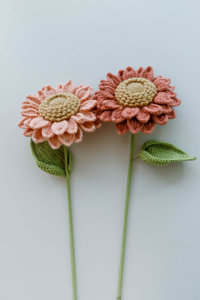 Handmade Knitted Crochet Sunflower Flowers Single Flower