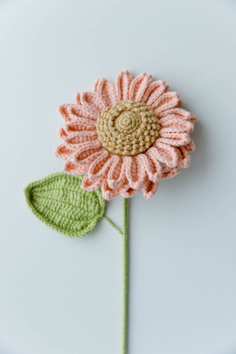 Handmade Knitted Crochet Sunflower Flowers Single Flower