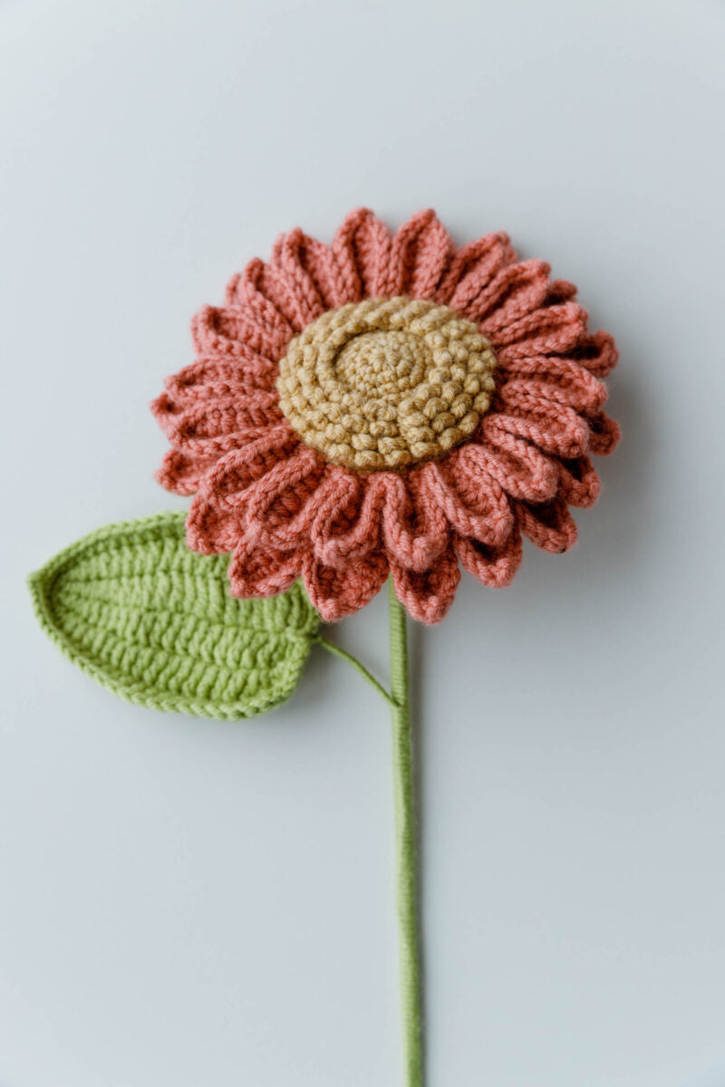 Handmade Knitted Crochet Sunflower Flowers Single Flower