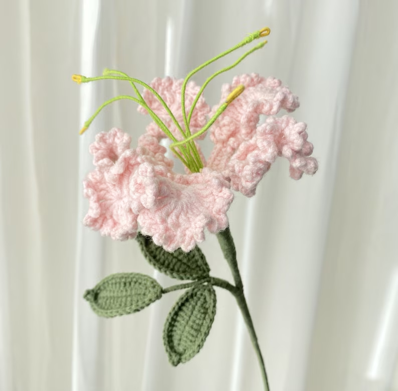 Crochet Flower Bouquet - pink rose