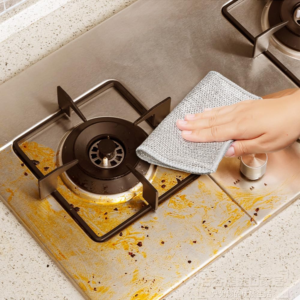Multipurpose Wire Dishwashing Rags, 2024 New Metal Wire Dishwashing Cloths Towels Scrubs Cleans, Premium Scrubbing Wire Dishwashing Rags Non-Scratch Wire Dishcloth for Dishes, Sinks