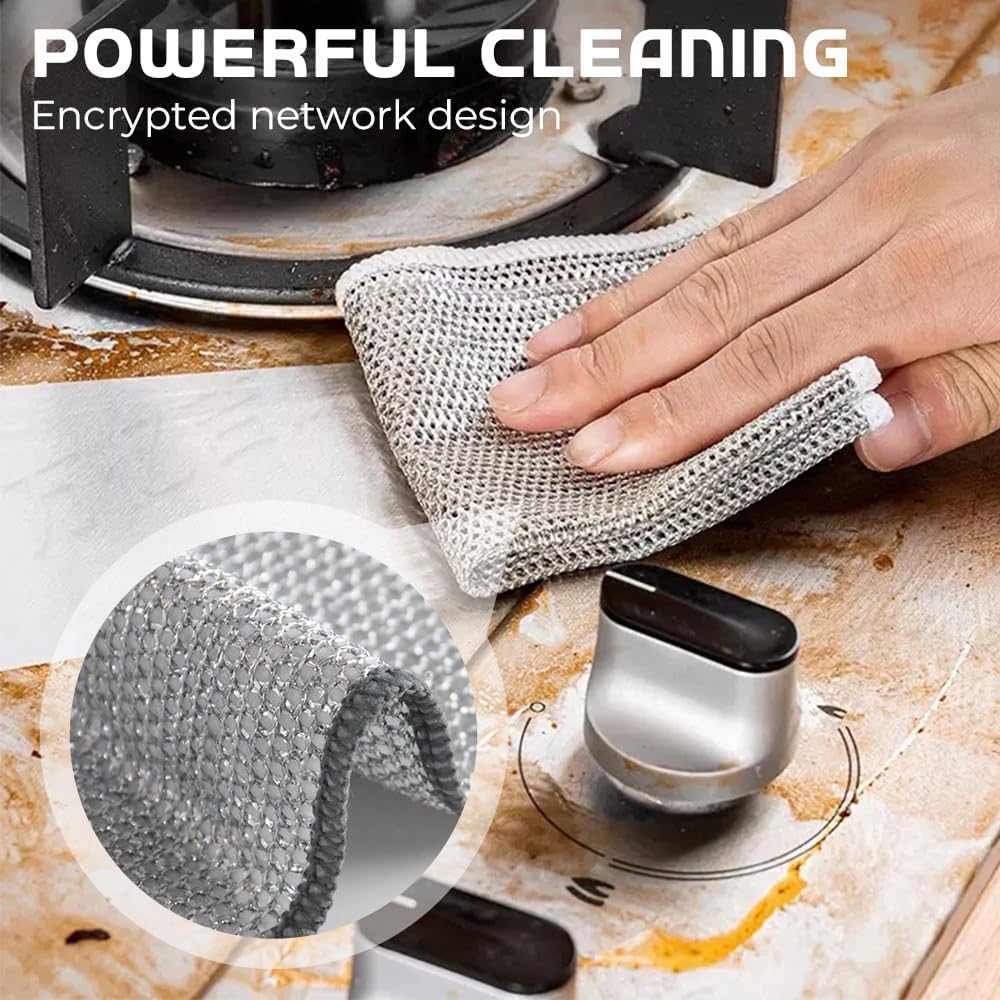 Multipurpose Wire Dishwashing Rags, 2024 New Metal Wire Dishwashing Cloths Towels Scrubs Cleans, Premium Scrubbing Wire Dishwashing Rags Non-Scratch Wire Dishcloth for Dishes, Sinks