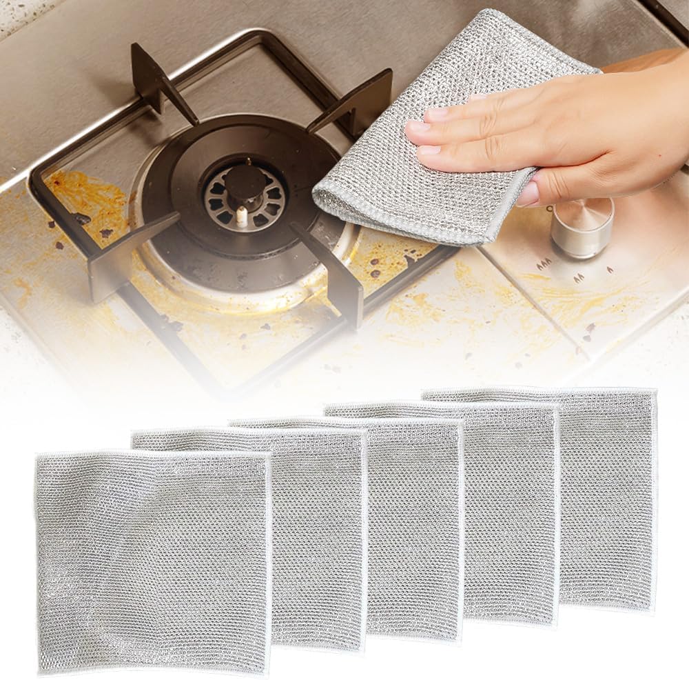Multipurpose Wire Dishwashing Rags, 2024 New Metal Wire Dishwashing Cloths Towels Scrubs Cleans, Premium Scrubbing Wire Dishwashing Rags Non-Scratch Wire Dishcloth for Dishes, Sinks
