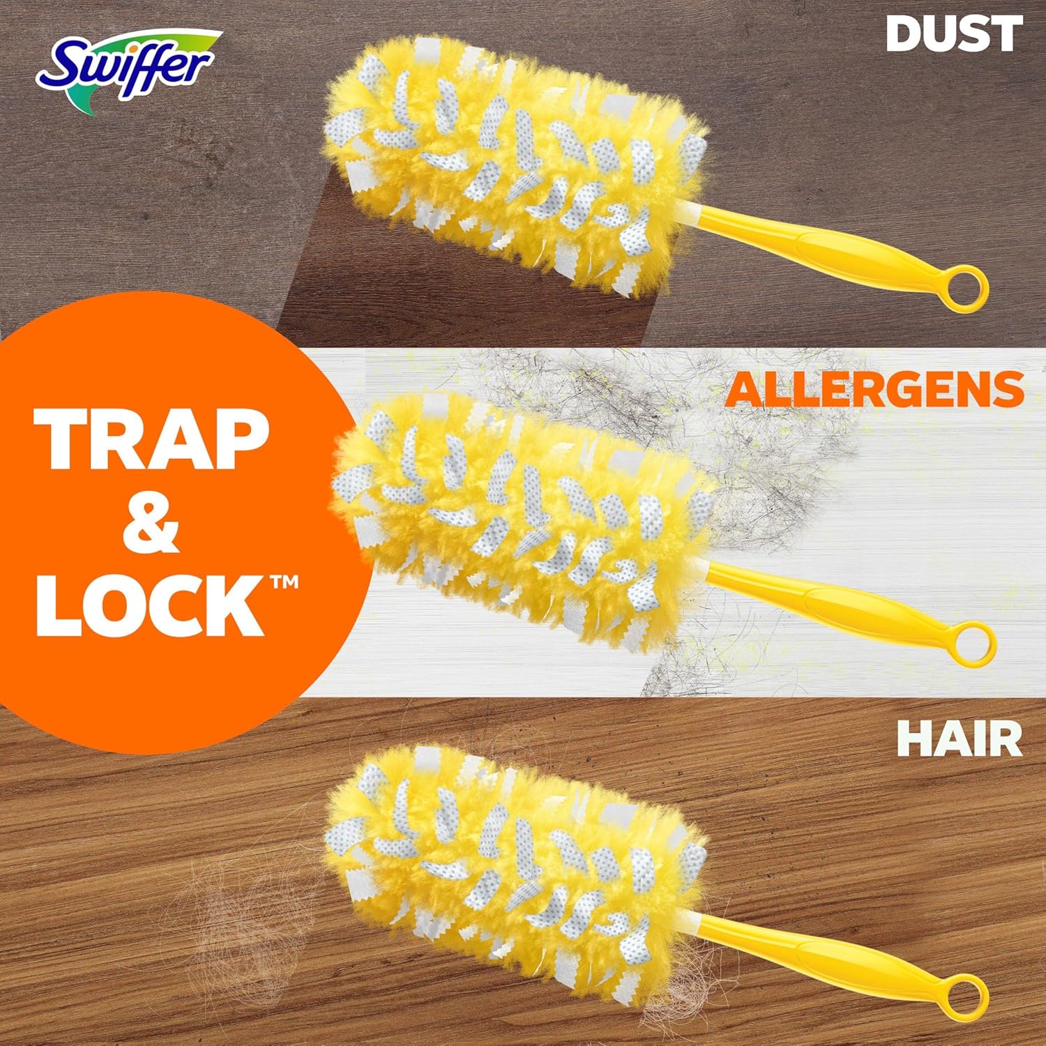 Swiffer Dusters Refill for Cleaning, Feather & Microfiber Duster Disposable Alternative, For Dusting Furniture, Blinds, Ceiling Fans, Walls, Helps Remove Allergens, Heavy Duty, Unscented, 11ct