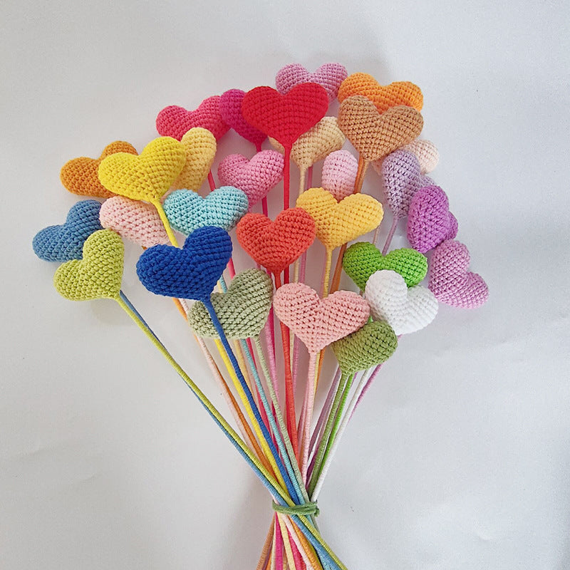 Crochet Heart-Shaped Flowers (Multicolor Options, DIY Floral Arrangement)