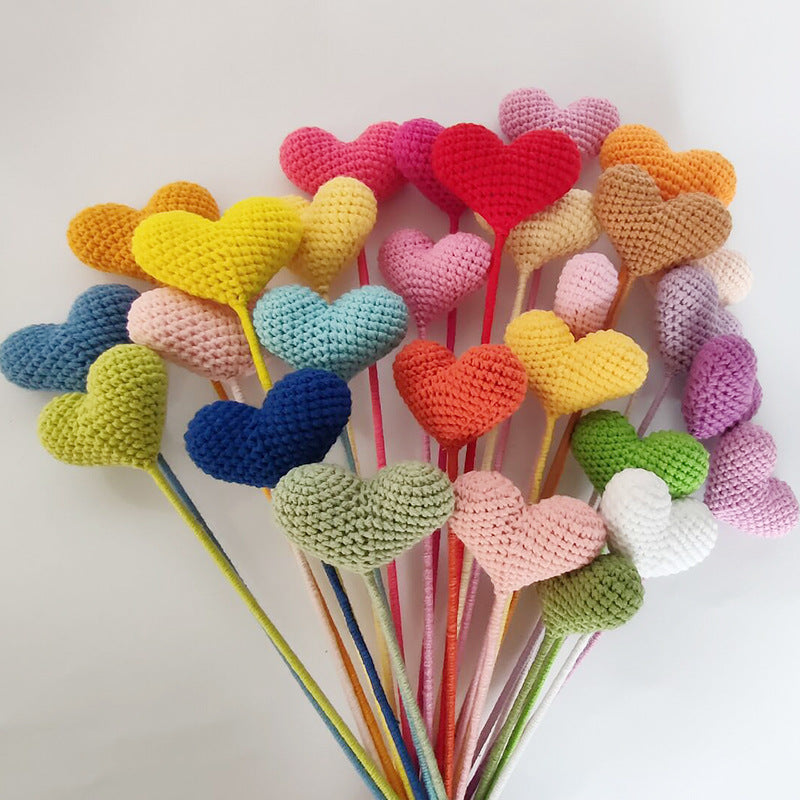 Crochet Heart-Shaped Flowers (Multicolor Options, DIY Floral Arrangement)