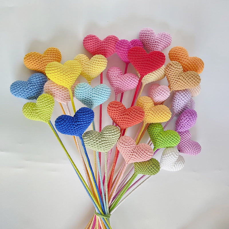 Crochet Heart-Shaped Flowers (Multicolor Options, DIY Floral Arrangement)