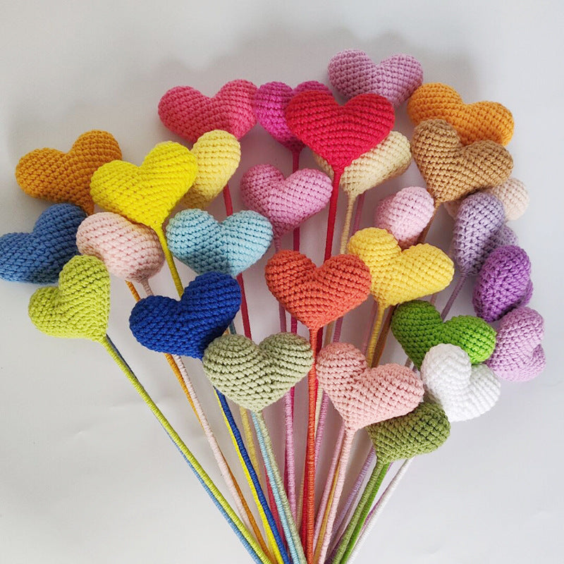 Crochet Heart-Shaped Flowers (Multicolor Options, DIY Floral Arrangement)